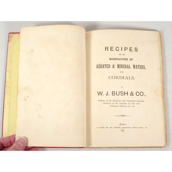 Scarce Antique Recipe Book for Fizzy Drinks W. J. Bush and Co. 1885 1st Edition - Picture 2 of 10